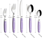 ANNOVA Silverware Set, Retro/Rivet Colorful Stainless Steel Tableware Kitchen Flatware Set Utensils, Includes Dinner Knives, Forks, Spoons, Salad Forks & Dessert Spoons (Lilac, 20 Pieces)
