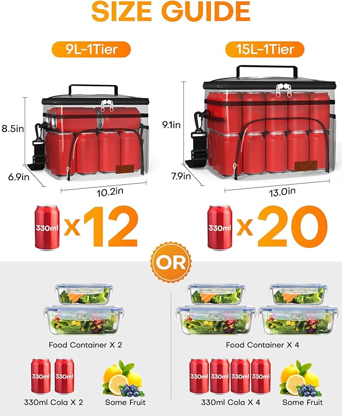 HOTOR Insulated Lunch Box for Men & Women - Leak-Proof Cooler Lunch Bag with 4 Pockets, Adjustable Strap, Ideal for Work, Picnic, Travel - Medium, Light Pink, 10.2"×6.9"×8.5"
