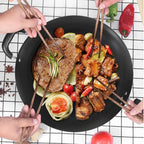Wok Pan with Lid Nonstick Wok 32cm, Carbon Steel Woks Stir-Fry Pans, No Chemical Coated Flat Bottom Chinese Wok, for Electric, Induction and Gas Stoves