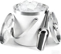 3L Double-Wall Insulated Stainless Steel White Ice Bucket with Scoop for Cocktail Bar - Metal Ice Bucket for Freezer with Lid for Parties,Camping,and More!Champagne Bucket,bar cart Accessories
