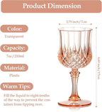 XUWAIDSGN 24 Pcs 7oz Plastic Vintage Wine Glasses Drinking Glasses Unbreakable Wedding Glassware Crystal Water Goblets Reusable Drinkware Vintage Champagne Flutes (24, Pink)