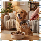 1 Cup Dog Food Scoop 304 Stainless Steel Dog Food Measuring Cups Metal Pet Scooper with Inner Precision Scale Measurement for Dogs, Cats, Birds & Rabbits (1 cup)