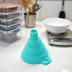 Blue Collapsible Funnel Silicone Material Large Diameter Long Neck Leakage Funnels for Water Liquid Protein Powder Transfer Specialty Tools and Gadgets