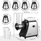 250W Electric Slicer/Shredde for Block Cheese, 5 In 1 Professional Electric Cheese Grater for Veggies, Salad Maker, Shredded Carrot, Zucchini, Cheese Grater Electric