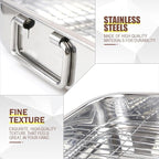 Stainless Steel Roasting Pan with Rack Rectangular Baking Pan BBQ Bakeware Quarter Sheet with Handles for Turkey Chicken Meat & Vegetables (36x26x6CM)