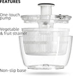 Cove Carol Large Salad Spinner, One-Handed Press-Type Vegetable Dryer, Built-in Filter Suitable for Fruits, Lettuce, and Vegetables; Salad Spinner, Lettuce Spinner 6.3 QT, Black