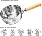 DEAYOU Stainless Steel Saucepan with Steamer, 1.2 Quart Yukihira Sauce Pan with Lid, Traditional Japanese Small Cooking Pot with Wood Handle and Two Side Spouts for Milk, Ramen, Soup, Tempura, 7"