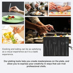 Professional Chef Tools | Plating Tools Culinary Set | Piece Culinary Tool Set | Premium Stainless Steel Chef's Plating Tool Set | Kitchen Tweezers & Fish Tongs & Spatula & Slotted Spoon (Black) (8)