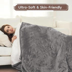 Electric Heated Blanket Full Size - 72"x84", Soft Flannel Heating Blanket, 10 Heating Levels, 1-12 H Auto Shut Off, Breathable Warm and Washable for Bed, Light Grey