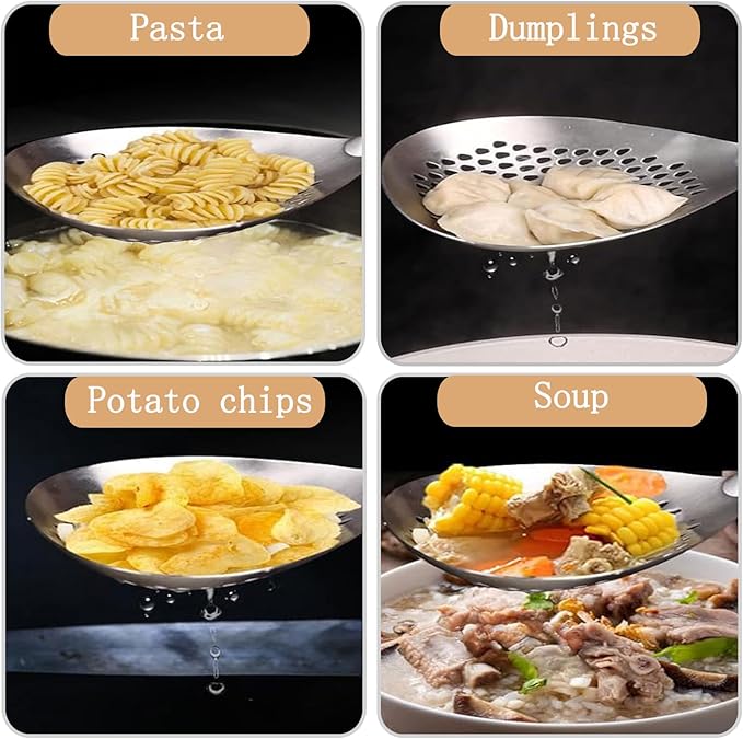 Spider Strainer Stainless Steel with Wood Handle for Deep Frying Pasta Cooking Kitchen Utensil