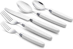 ANNOVA Silverware Set, Retro/Rivet Colorful Stainless Steel Tableware Kitchen Flatware Set Utensils, Includes Dinner Knives, Forks, Spoons, Salad Forks & Dessert Spoons (White, 20 Pieces)
