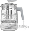 1200w Electric Kettle, 1.5L Borosilicate Glass tea kettle, Hot water kettle electric for Coffee or Tea, BPA Free, Auto Shut-Off, Stainless Steel, Fast Boil, White