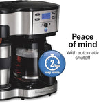 Hamilton Beach 2-Way Programmable Coffee Maker, 12 Cup Glass Carafe And Single Serve Coffee Maker, Black with Stainless Steel Accents, 49980RG
