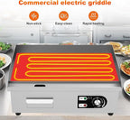 18’’ Commercial Electric Griddle - Electric Cast Iron Griddle w/Stainless Steel Material and Non-Stick, 110V Commercial Griddle w/ 1/2" Thick Iron Cooking Plate for Indoor and Restaurant