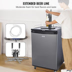 VEVOR Beer Kegerator, Dual Tap Commercial Draft Beer Dispenser for D system, Full Size Keg Refrigerator with 5lbs CO2 Tank, Hold 2 Sixth / 3 Ball lock keg, Silver