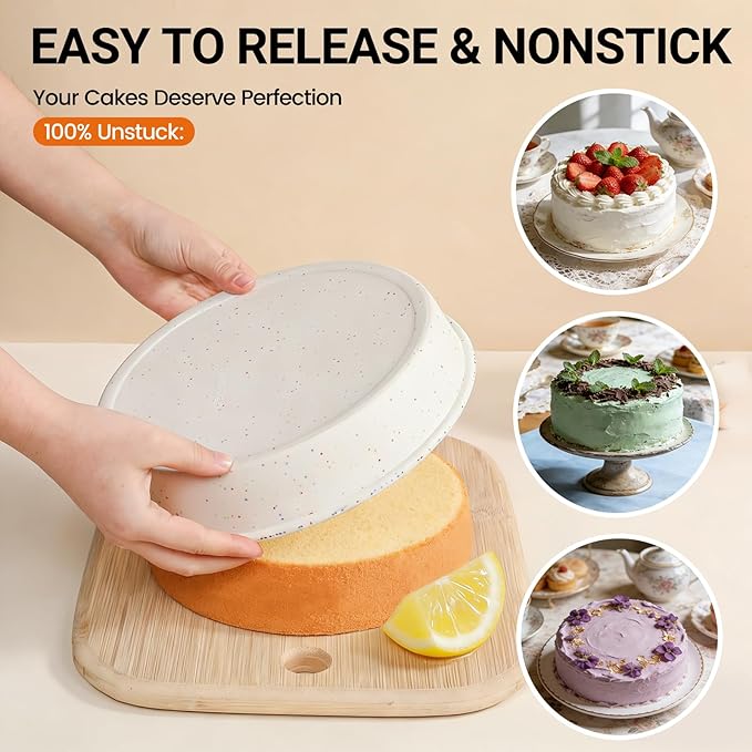 SJ 10 Inch Silicone Round Cake Pan with Metal Reinforced Frame 1Pack, Nonstick Silicone Cake Mold for Baking Suitable for Making Layers, Cheese & Chocolate Cakes