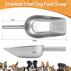 Palksky Dog & Cat Food Scoop, 1 Cup Stainless Steel Pet Food Measuring Cup with Long Handle, Precision Scale, Easy to Clean for Wet or Dry Food, 1 Pack