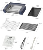 HBN Indoor Grill and Electric Griddle, 3-in-1 Smokeless Indoor Grill with Grill Rack & Nonstick Griddle & Sausage Grill Korean BBQ grill for Kitchen, Dishwasher Safe, 400F