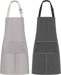 Syntus Apron for Men Women, Adjustable Cooking Kitchen Chef Aprons with 2 Pockets, Cotton/Polycotton/Polyester