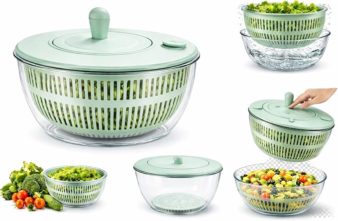Salad Spinner 7‑Piece Multifunction Set – Lettuce Spinner, Vegetable Washer, Salad Chopper, Slicer, Shredder & Grater – Salad Bowl with Lid & All‑in‑One Kitchen Gadget for Easy Prep