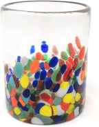 Dos Sueños Hand Blown Mexican Drinking Glasses – Set of 6 Confetti Carmen Tumbler Glasses (10 oz each)