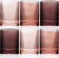 Physkoa 6-Piece Brown Ribbed Glassware Set –Vintage Drinking Glasses in Ochre, Umber & Espresso –8.5oz Tumbler Cups for Water, Juice, Iced Coffee, Whiskey, Cocktail –Aesthetic Colored Glasses