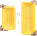 BLUE GINKGO Over the Sink Colander Strainer Basket - Wash Vegetables and Fruits, Drain Cooked Pasta and Dry Dishes - Extendable - New Home Kitchen Essentials (Yellow, 1 Pack)