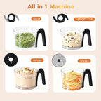Sweetcrispy Food Processor Blender Combo for Vegetable, Dough, Electric Food Processors Slicing, 6 Cup Chopper for Meat, Puree, 2 Speeds, Sharp Blades, Safety Lock with 1.5L Glass Jar