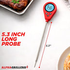 Alpha Grillers Instant Read Meat Thermometer, Digital Food Thermometer for Cooking, Bread Thermometer for Sourdough Baking, Fast Probe Kitchen Thermometer