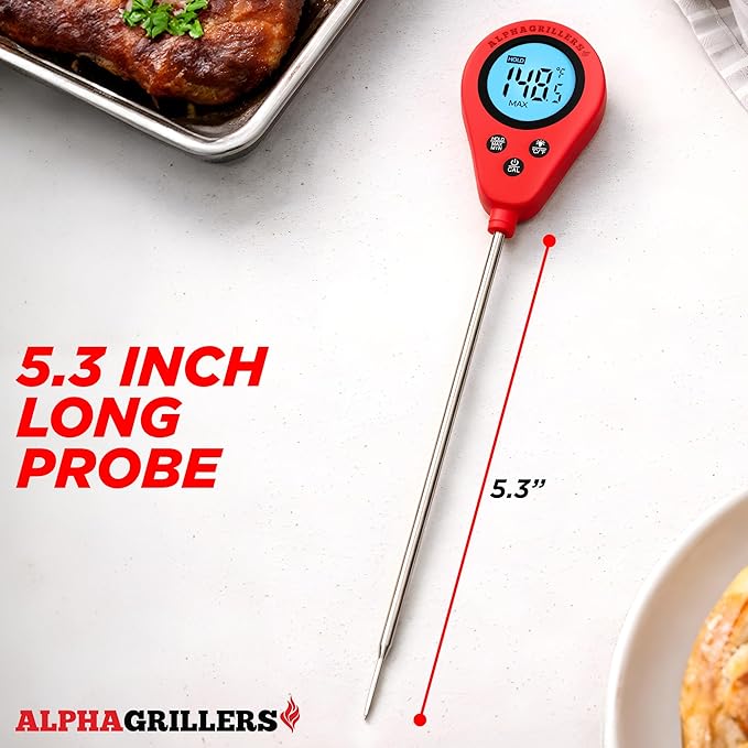 Alpha Grillers Instant Read Meat Thermometer, Digital Food Thermometer for Cooking, Bread Thermometer for Sourdough Baking, Fast Probe Kitchen Thermometer