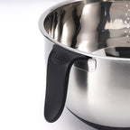 Rice Strainer Bowl Quinoa Washer whit Handle Stainless Steel Colander Versatile Side Drainers for Washing Cleaning Rinsing Fruits, Vegetables, and Beans - Tilting Non-slip Silicone Bottom