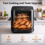 Simple Deluxe 8-in-1 Air Fryer 3 Qt, Digital Preset Airfryer with Overheat Protection and Auto Shut-Off, Nonstick and Dishwasher-Safe Basket for Fries, Bake, 60-Min Timer, Max 400°F, 800W, Black