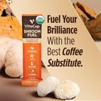VitaCup Shroom Fuel, Mushroom Based Instant Coffee Alternative Packets, Mushroom Coffee Substitute w/Cacao, Cinnamon, Chaga, Lions Mane, & Maca for Energy, Immune Support, & Focus, 24ct