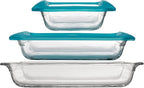 Libbey Baker’s Premium 5 Piece Glass Baking Dish Set, Stackable Casserole Dish with Lid Set, Baking Glassware for Casseroles, Lasagna, Brownies