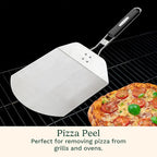 Cuisinart 3 Piece Pizza Grilling Pack, 13” Round Pizza Stone for Grill with Cutter and Foldable Stainless Steel Peel, Complete Set to Build Your Own Pizzas at Home