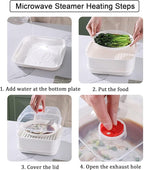 Microwave Steamer with Lid and Tray, Vegetables Steamer for Microwave Bowl, Microwavable Cookware Supplies (1 - Layer)