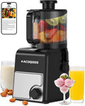 ACOQOOS Juicer Machines, 6.5" Extra Large Feed Chute Cold Press Juicer 3-IN-1 with Sorbet & Nut Milk, BPA Free, Easy to Clean, 100 OZ Hopper, Silver-Black