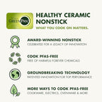 GreenPan Bakeware Set, 7 Piece Nonstick Ceramic Gold Handle Baking Sheets, Cake Pans, Loaf Pan, Muffin Tin, Cooling Rack, PFAS & BPA Free, Freezer to Oven Dish, Bake & Roast Ovenware, Cream