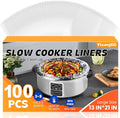 100 Pack Slow Cooker Liners, Large Size 13"x 21" Cooking Bags Disposable Pot Liners, Plastic Slow Cooker Bags Fits 3-8 Quarts, BPA Free, Suitable for Oval & Round Pot