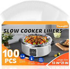 100 Pack Slow Cooker Liners, Large Size 13"x 21" Cooking Bags Disposable Pot Liners, Plastic Slow Cooker Bags Fits 3-8 Quarts, BPA Free, Suitable for Oval & Round Pot