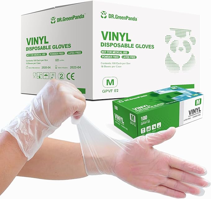 Clear Vinyl Food Safe Disposable Gloves Latex Free Powder Free for Food Prep Handling Cooking Cleaning