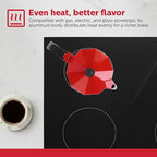 Holstein Housewares - 6 Cup Aluminum Stovetop Espresso Maker and Moka Pot - Great Tasting Traditional Espresso Coffee, Italian and Cuban Café Brewing in Minutes, Red