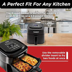 Nuwave 6-quart Brio Healthy Digital Air Fryer with One-Touch Digital Controls, 6 Preset Menu Functions & Removable Divider Insert (Renewed)