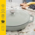 Lodge Essential Enamel Braiser - Refrigerator- & Oven-Safe up to 500° F - Heat-Retaining, Induction-Safe & PFAS-Free Enamel Cookware - 3.5 Quart, Desert Sage