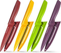 Gourmetop Paring Knife with Cover, Paring Knives Set of 4, 3.8" Paring Knife Set of Premium Stainless Steel, Small Kitchen Knife Set for Fruit and Vegetable, Ergonomic Knife Handles for Versatility