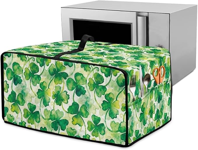 Clover Print Toaster Oven Cover Heavy Duty, Heat Resistant Dust-proof Toaster Cover Kitchen Small Appliance Protective Slipcover Washable Slipcover for Kitchen Counter, Green, S