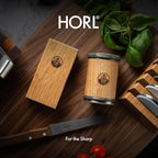 HORL 2 Oak Kitchen Knife Sharpener for Razor Sharp Edges Made in Germany - Rolling Sharpener for knives - Rolling Knife Sharpening Kit with Magnetic Holder with 15 & 20 Degrees