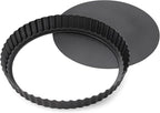 Tart Pan Removable Bottom - 8.6 Inch Non-Stick Carbon Steel Pie Pan for Baking Tarts, Pies, Quiches, Brownies, Quiche Baking Dish with Fluted Edges, Fruit Tart Mold
