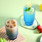 Large Capacity 16 oz Hobnail Drinking Glasses Set of 6,Vintage Glassware Drinking Glasses, Gradual Blue Water Glasses Tumbler, Cups for Kitchen, Juice, Beer, Cocktail, Whiskey