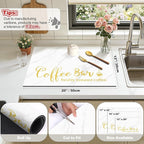 Findosom Dish Drying Mat, 12"x 20" Super Absorbent & Hide Stain Coffee Mat, Cuttable Drying Mat for Kitchen Counter, Coffee Bar Accessories, Under Dish Rack, Coffee Maker, Espresso Machine, White